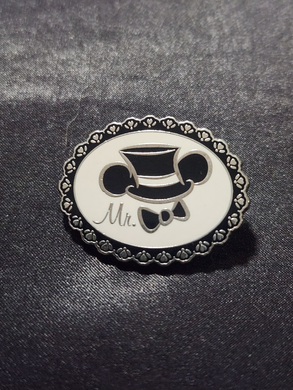 Official Disney Parks "Mr." Mickey Mouse Groom Wedding Pin - Black & Silver